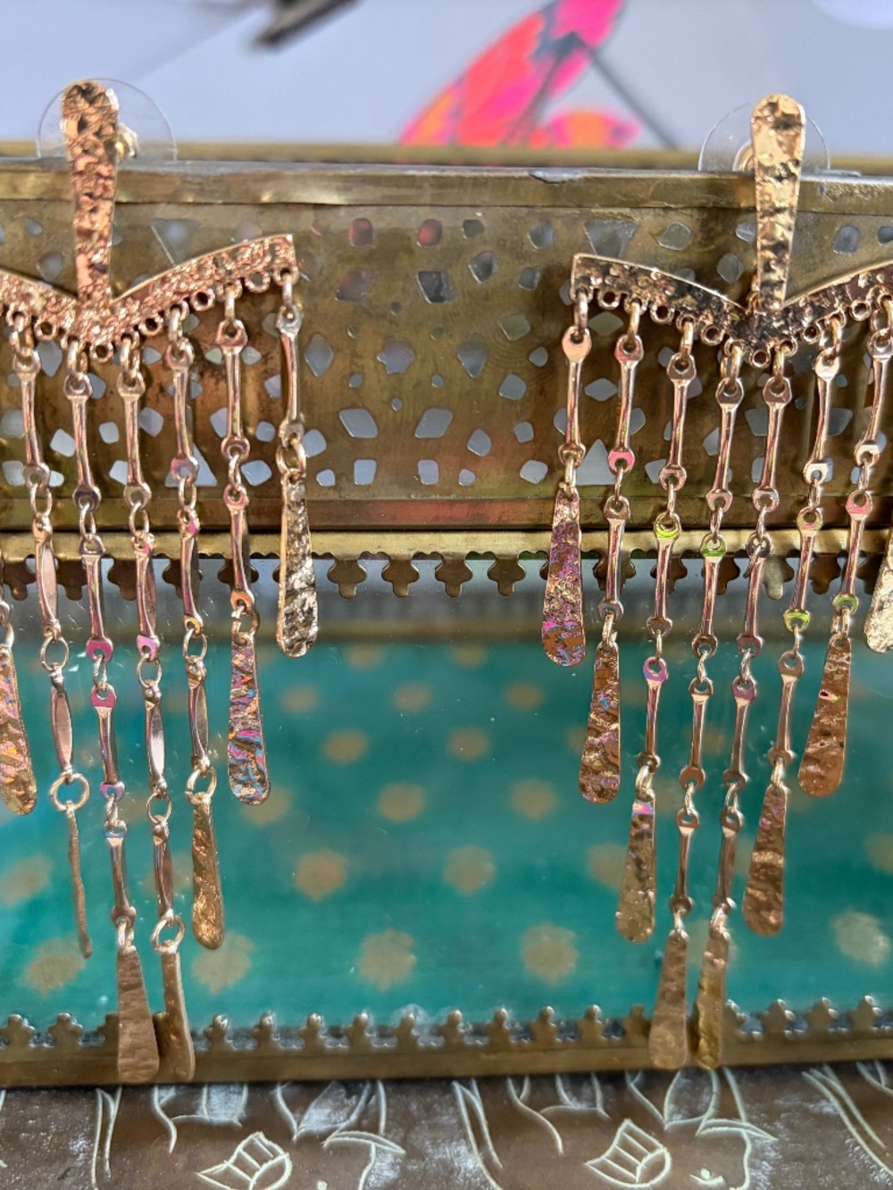 Anthropologie gold chandelier dangle earrings